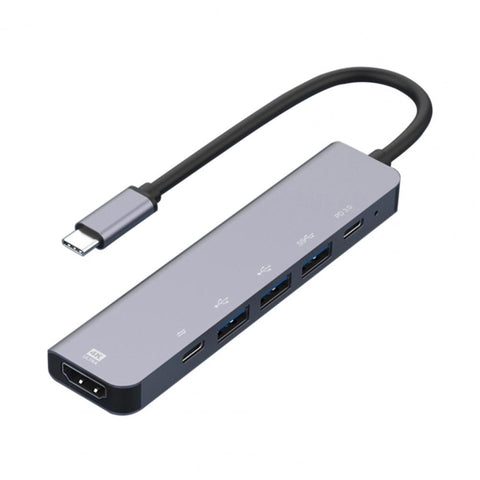adattatore-hub-6-in-1-usb-c-a-hdmi-power-delivery-usb-3-0-e-2-porte - immagine 1