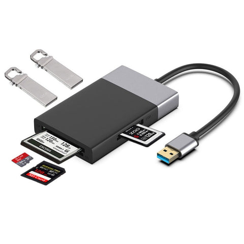 adattatore-hub-6-in-1-usb-3-0-con-supporto-per-schede-cf-tf-sd-e-xqd - immagine 1