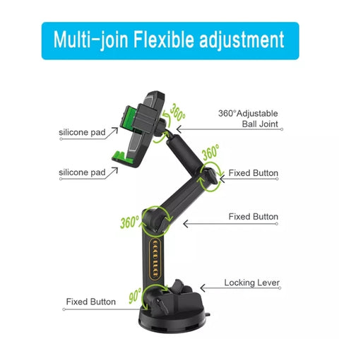 Supporto D001 per camion, escavatore, carrello elevatore, robusto supporto per telefono cellulare con braccio lungo, D001
