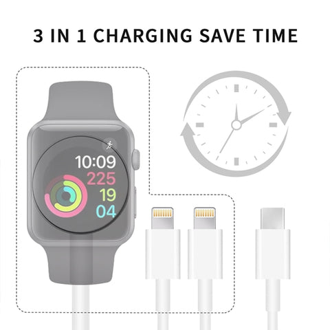 Per Apple Watch Series e iPhone 3 in 1 Cavo di ricarica magnetico Type-C da 4 piedi/1,2 m, DS-XB019
