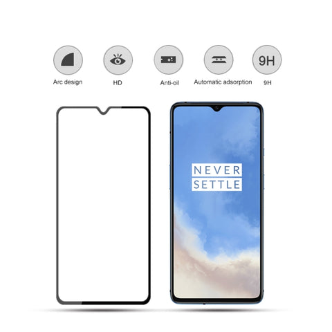 Per Oneplus 7T mocolo 0,33mm 9H Pellicola in vetro temperato a schermo intero curvo con colla 3D completa, For Oneplus 7T