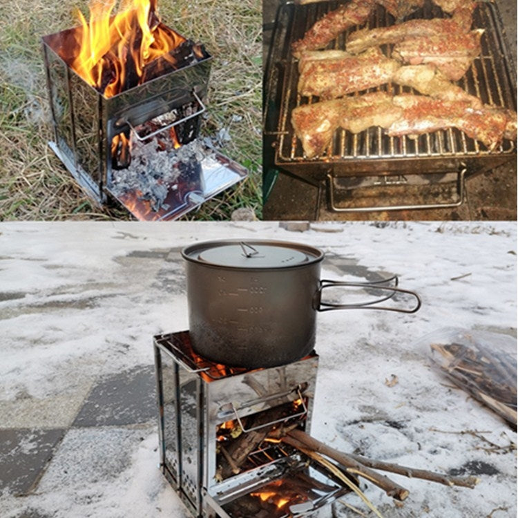 Fornello Barbecue Pieghevole Portatile in Acciaio Inossidabile -