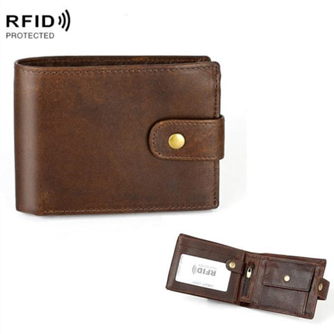 Porta carte in pelle multi-bit modello Crazy Horse Portafoglio da uomo RFID antimagnetico, RFID Men Wallet