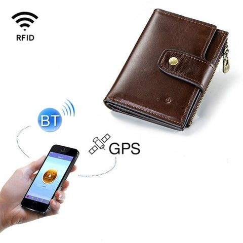 Portafoglio da uomo in pelle Smart Bluetooth Antimagnetico RFID Anti-smarrimento Antifurto Portamonete multifunzione, Coin Purse