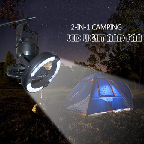 Lampada da Campeggio Portatile con Ventilatore e Luce LED 18 LED 78LM