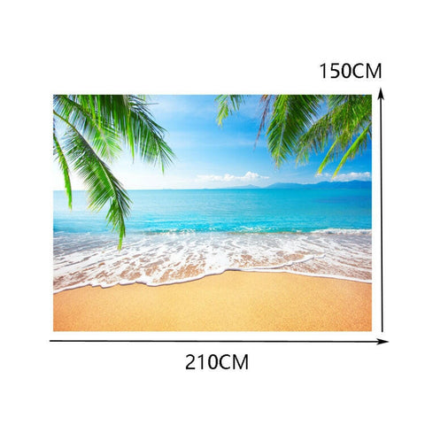Telo Fotografico con Vista sul Mare e Albero di Cocco - 2,1 x 1,5 m – Sfondo Ideale per Foto e Video