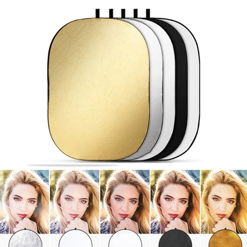 Pannello Riflettente Pieghevole 90 x 120 cm 5 in 1 - Argento, Oro,