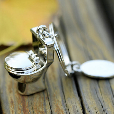 Portachiavi classico 3D Mini WC Portachiavi Catena Bagno Simpatico gingillo regalo creativo Decorazione per lo styling dell'auto, Mini Silver Toilet Shape