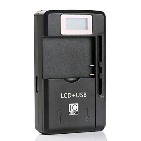caricabatteria-universale-per-cellulare-con-uscita-usb-e-display-lcd-spina-americana-800ma-1300ma - immagine 1