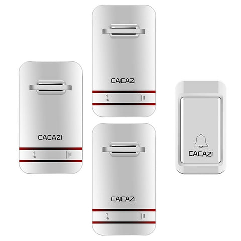 cacazi-v027g-campanello-elettronico-cinetico-domestico-wireless-autoalimentato-con-tre-ricevitori-spina-uk-1-button-3-receivers - immagine 2
