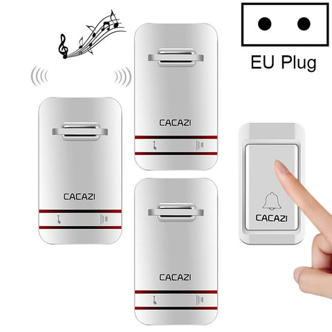 cacazi-v027g-campanello-elettronico-cinetico-domestico-wireless-autoalimentato-con-tre-ricevitori-spina-uk-1-button-3-receivers - immagine 1