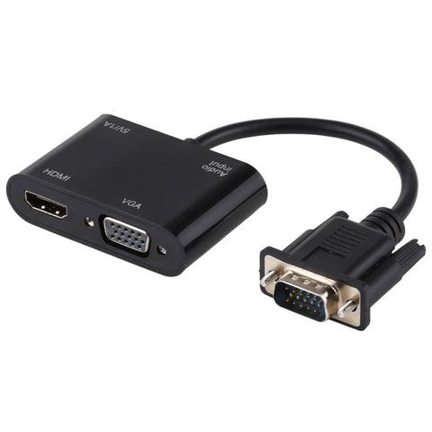 convertitore-adattatore-hdtv-2-in-1-da-vga-a-hdmi-vga-a-15-pin-con-audio - immagine 1