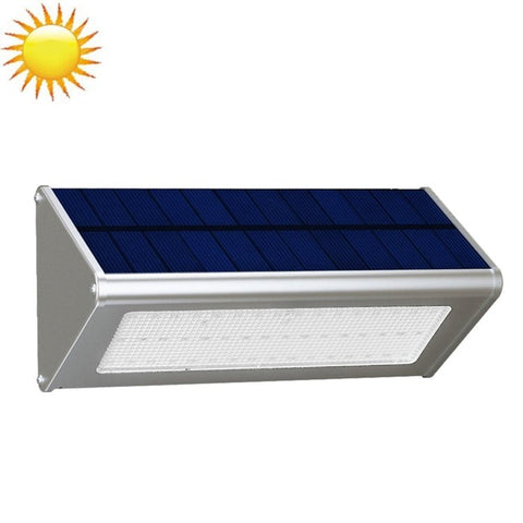 Lampada da parete a risparmio energetico triangolare con sensore SMD 2835 da 800 LM 48 LED con pannello solare e interruttore nascosto per giardino/cortile/campeggio all'aperto (Argento) - Novalix Store
