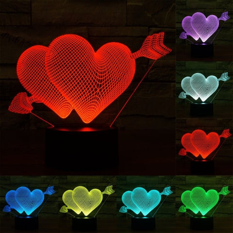 Lampada da scrivania con lampada stereo visiva creativa a 7 colori, luce notturna, Arrow Through Heart Style - Novalix Store