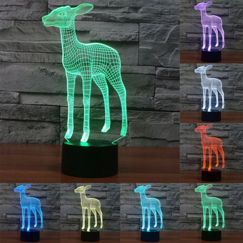Lampada da scrivania con lampada stereo visiva creativa a 7 colori, luce notturna, Deer Style - Novalix Store