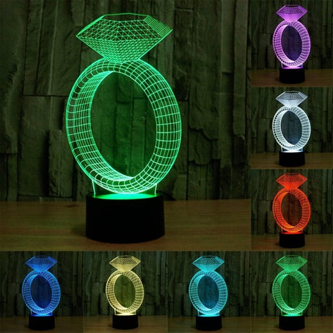 Lampada da scrivania con lampada stereo visiva creativa a 7 colori, luce notturna, Diamond Ring Style - Novalix Store