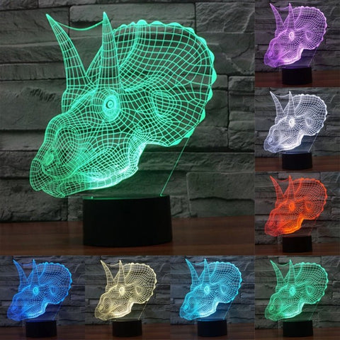 Lampada da scrivania con lampada stereo visiva creativa a 7 colori, luce notturna, Dinosaur Style - Novalix Store