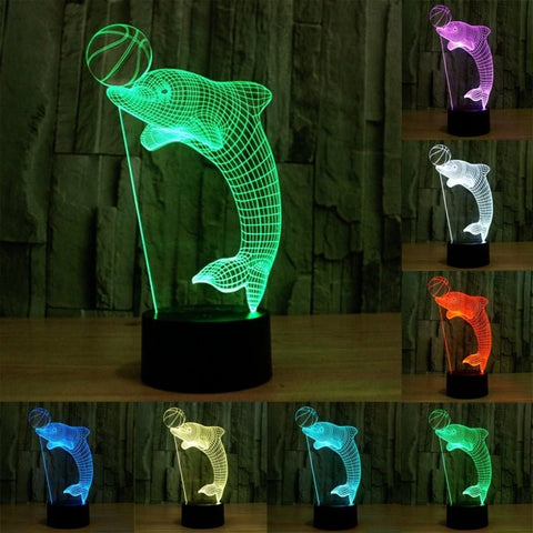 Lampada da scrivania con lampada stereo visiva creativa a 7 colori, luce notturna, Dolphin Heading the Ball Style - Novalix Store