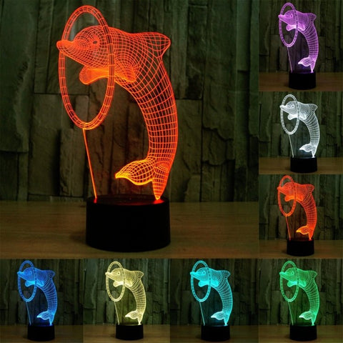 Lampada da scrivania con lampada stereo visiva creativa a 7 colori, luce notturna, Dolphin Style - Novalix Store