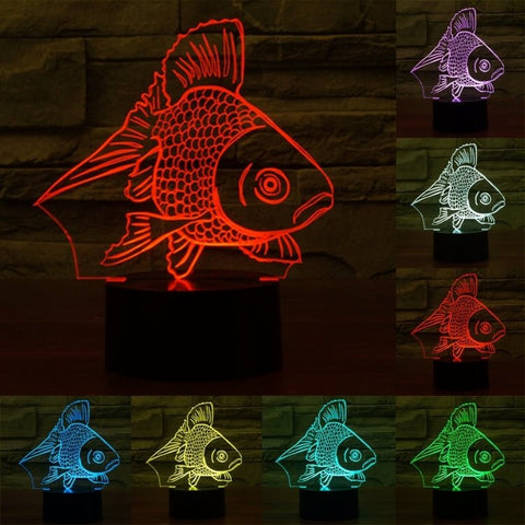 Lampada da scrivania con lampada stereo visiva creativa a 7 colori, luce notturna, Goldfish Style - Novalix Store
