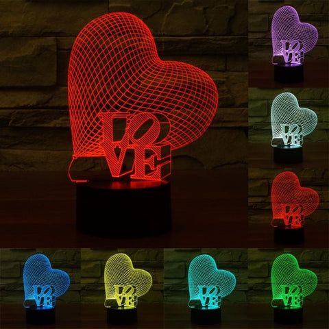 Lampada da scrivania con lampada stereo visiva creativa a 7 colori, luce notturna, Heart and LOVE Style - Novalix Store