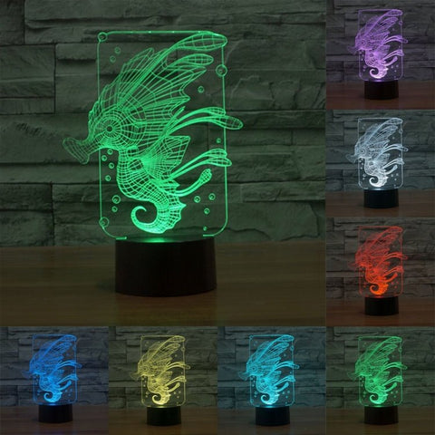 Lampada da scrivania con lampada stereo visiva creativa a 7 colori, luce notturna, Hippocampus Style - Novalix Store