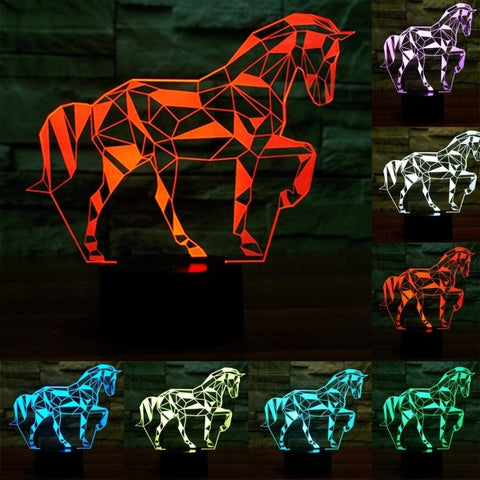 Lampada da scrivania con lampada stereo visiva creativa a 7 colori, luce notturna, Horse Shape - Novalix Store