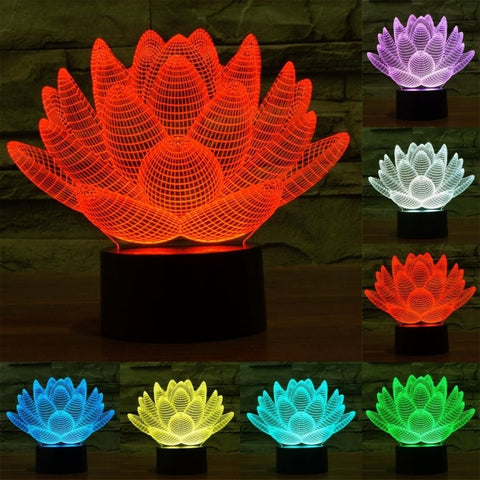 Lampada da scrivania con lampada stereo visiva creativa a 7 colori, luce notturna, Lotus Style - Novalix Store