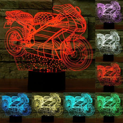 Lampada da scrivania con lampada stereo visiva creativa a 7 colori, luce notturna, Motorcycle Shape - Novalix Store