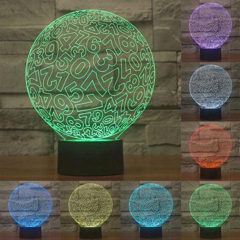 Lampada da scrivania con lampada stereo visiva creativa a 7 colori, luce notturna, Numbers Style - Novalix Store