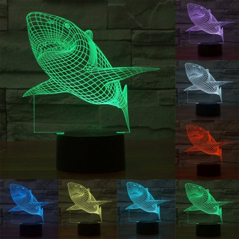 Lampada da scrivania con lampada stereo visiva creativa a 7 colori, luce notturna, Shark Style - Novalix Store