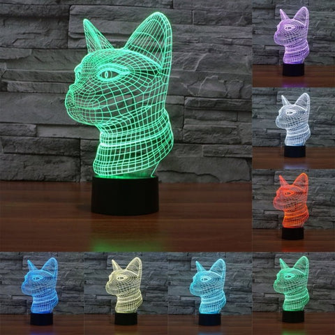 Lampada da scrivania con lampada stereo visiva creativa a 7 colori, luce notturna, Side Face Cat Style - Novalix Store