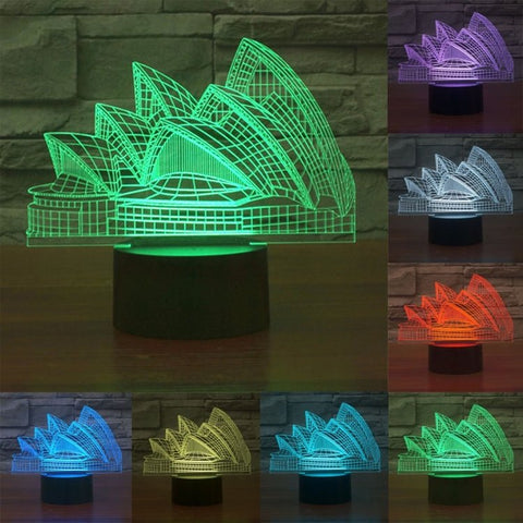 Lampada da scrivania con lampada stereo visiva creativa a 7 colori, luce notturna, Sydney Opera House Style - Novalix Store