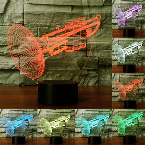 Lampada da scrivania con lampada stereo visiva creativa a 7 colori, luce notturna, Trumpet Shape - Novalix Store
