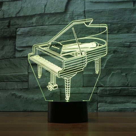 Lampada da tavolo con luce di visione a LED colorata 3D a forma di pianoforte, versione USB e batteria, USB & Battery Version - Novalix Store