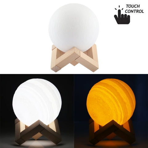 Luce notturna a LED a risparmio energetico con ricarica USB a 2 colori con base di supporto in legno, Touch Control 2 - Color(10cm) - Novalix Store