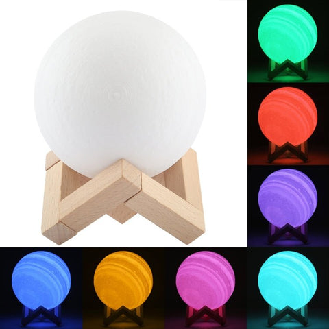 Luce notturna a LED a risparmio energetico con ricarica USB a 7 colori con base di supporto in legno, Patted 7 - Color(10cm) - Novalix Store