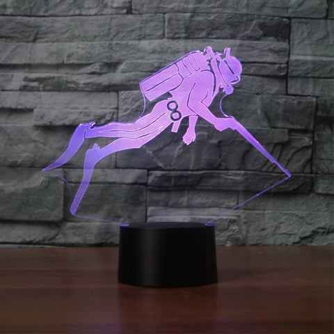 Luce notturna decorativa a LED 3D creativa con base nera per immersione, alimentata tramite USB e batteria, Powered by USB and Battery - Novalix Store