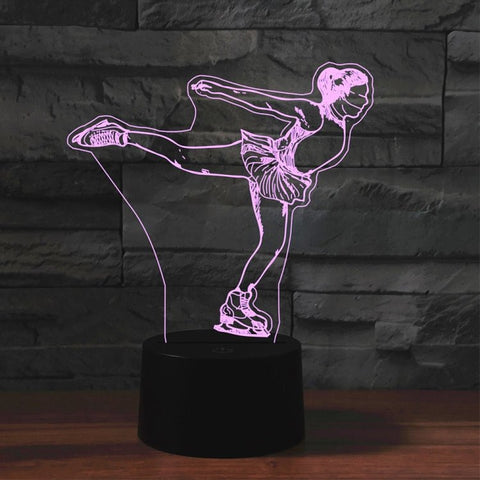 Luce notturna decorativa a LED 3D creativa con base nera per pattinaggio su ghiaccio, alimentata tramite USB e batteria, Powered by USB and Battery - Novalix Store