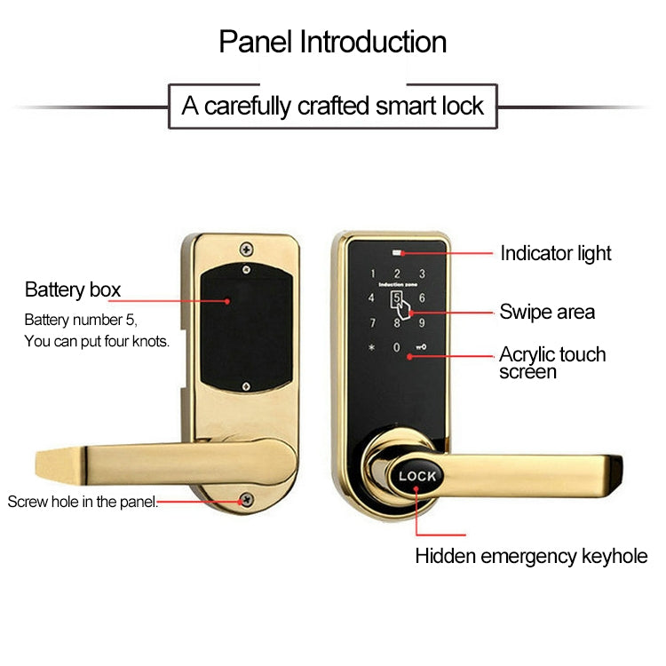 Zinc Alloy Electronic Door Lock with Touch Screen Access