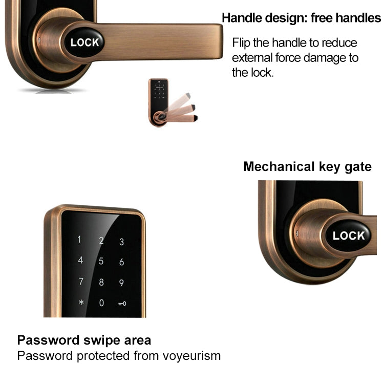 Zinc Alloy Electronic Door Lock with Touch Screen Access