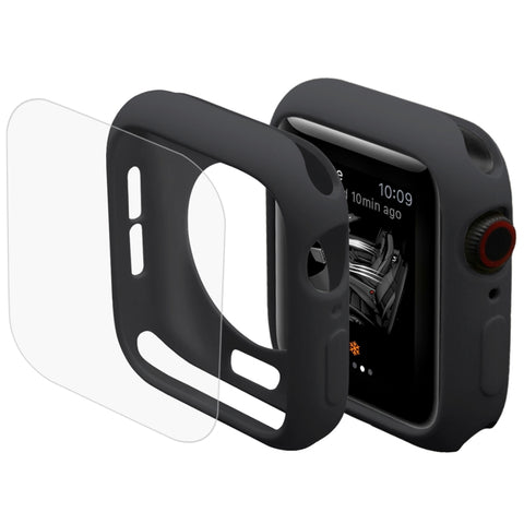 ENKAY Hat-Prince 2 en 1 Housse de protection semi-rivée en TPU + Protection écran HD incurvée à l'intérieur en PET à écran intérieur 3D pour Apple Watch Serie 5 et 4 44 mm, 44 mm