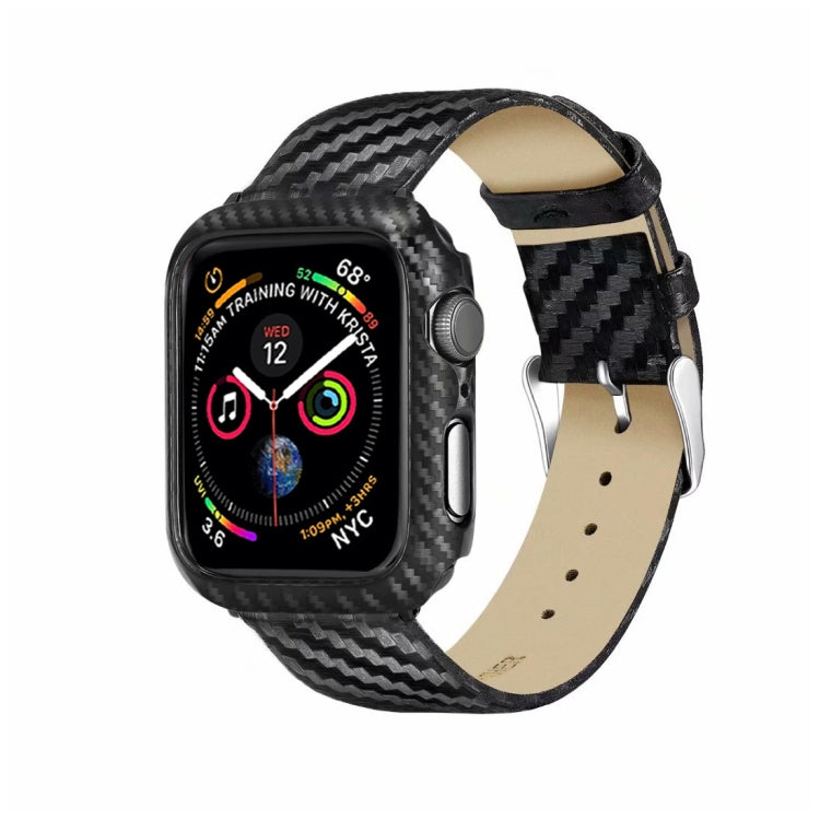 Genuine Leather Carbon Fiber Strap for Apple Watch Series 4