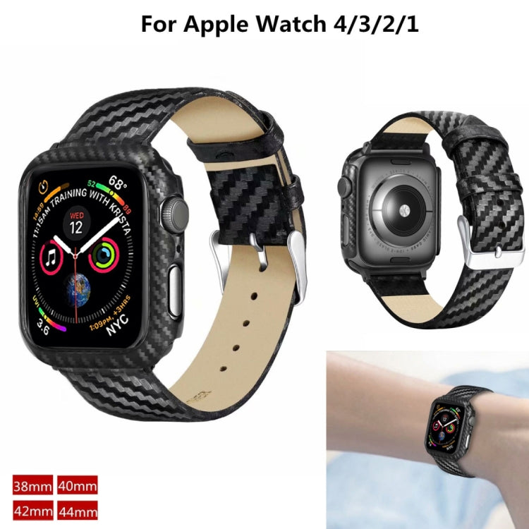 Genuine Leather Carbon Fiber Strap for Apple Watch Series 4