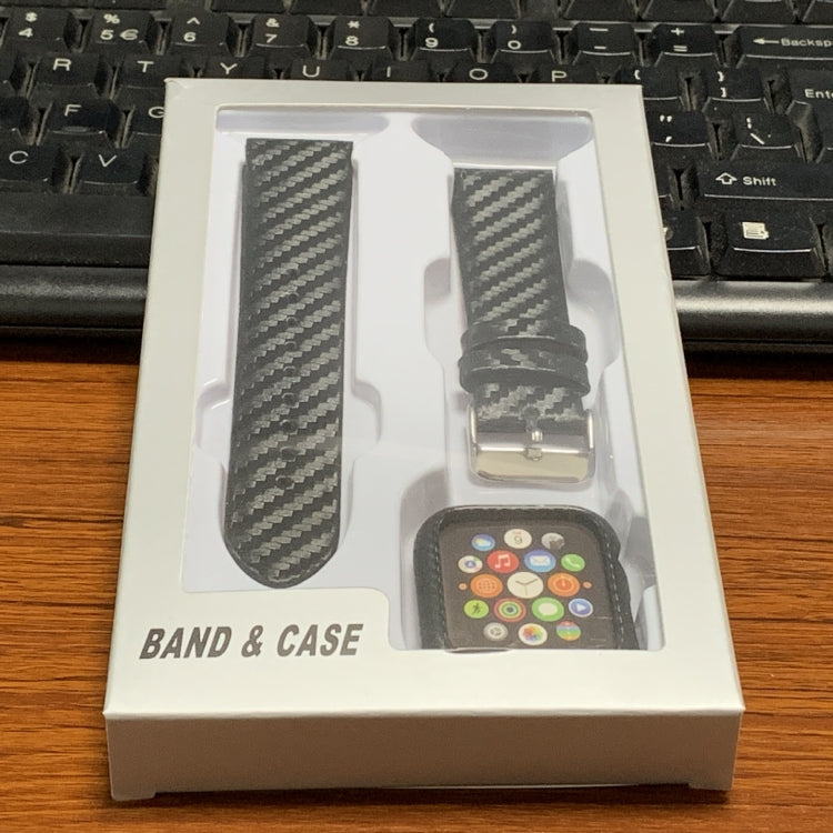 Genuine Leather Carbon Fiber Strap for Apple Watch Series 4