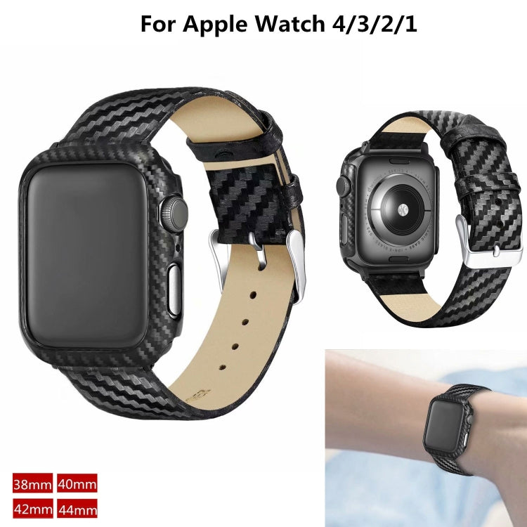Genuine Leather Carbon Fiber Strap for Apple Watch 42mm