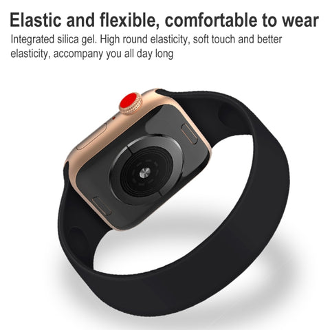 Per Apple Watch Ultra 49 mm / Serie 8 e 7 45 mm / SE 2 e 6 e SE e 5 e 4 44 mm / 3 e 2 e 1 42 mm Cinturino elastico in silicone tinta unita, misura: M 143 mm