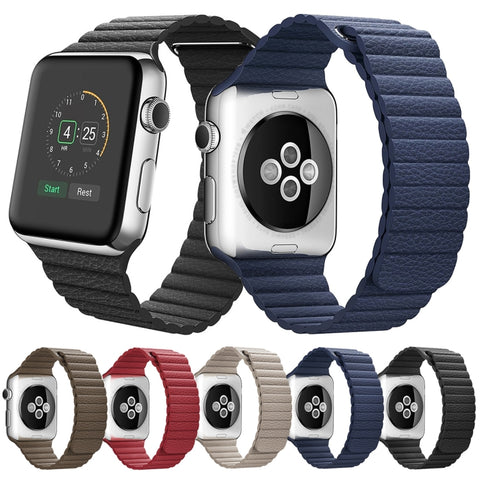 Per cinturino in pelle PU con chiusura magnetica ad anello da 38 mm per Apple Watch