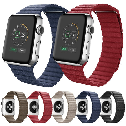 Per cinturino in pelle PU con chiusura magnetica ad anello da 42 mm per Apple Watch