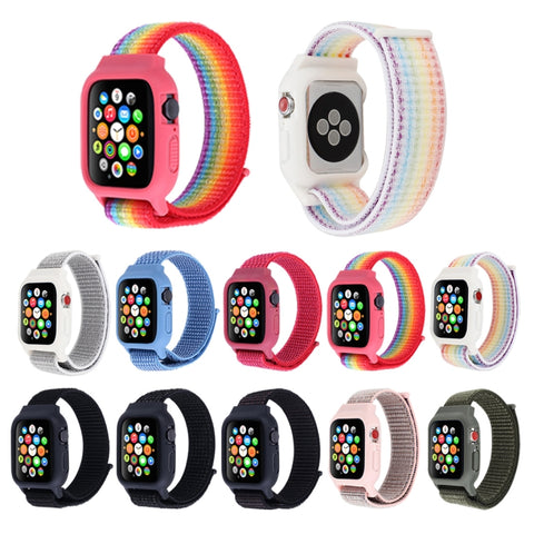 Per Apple Watch Serie 7 45 mm / 6 e SE e 5 e 4 44 mm / 3 e 2 e 1 42 mm Cinturino in nylon con chiusura a strappo, For Apple Watch Series 7 45mm / 6 & SE & 5 & 4 44mm / 3 & 2 & 1 42mm